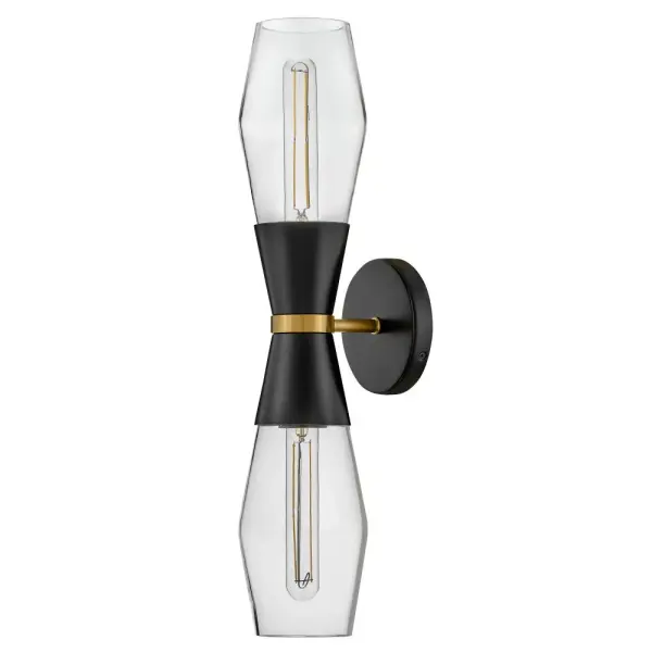 Livie Large Two Light Sconce in Black with Brass Accents - Image 3