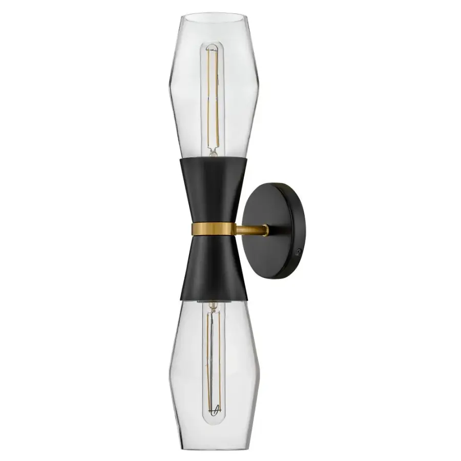 Livie Large Two Light Sconce in Black with Brass Accents - Image 3