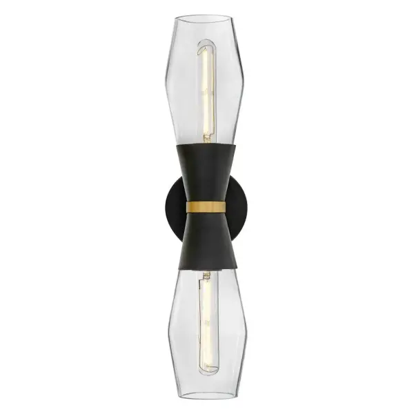 Livie Large Two Light Sconce in Black with Brass Accents - Image 4