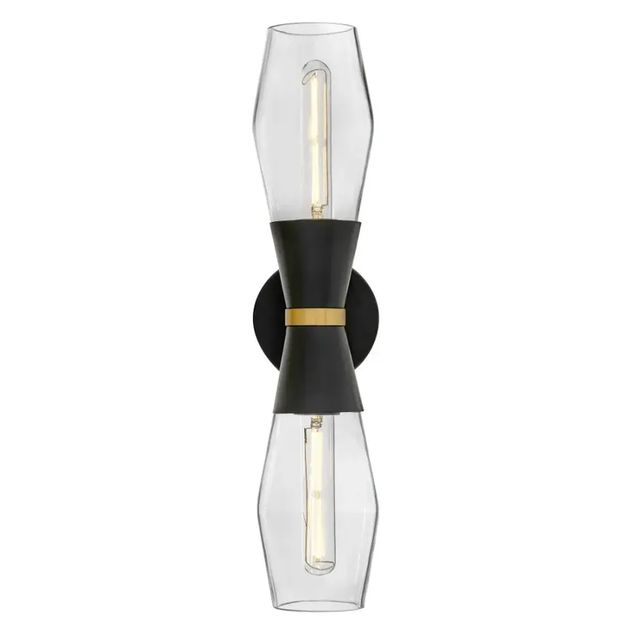 Livie Large Two Light Sconce in Black with Brass Accents - Image 4