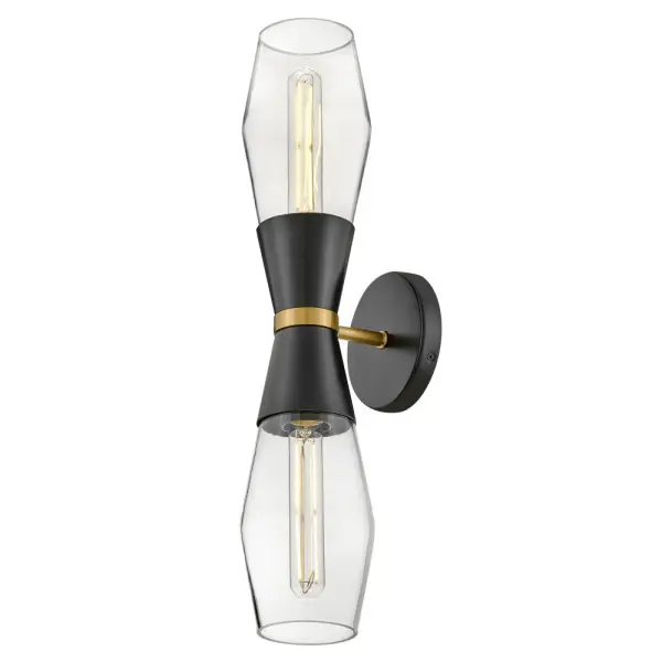 Livie Large Two Light Sconce in Black with Brass Accents - Image 5