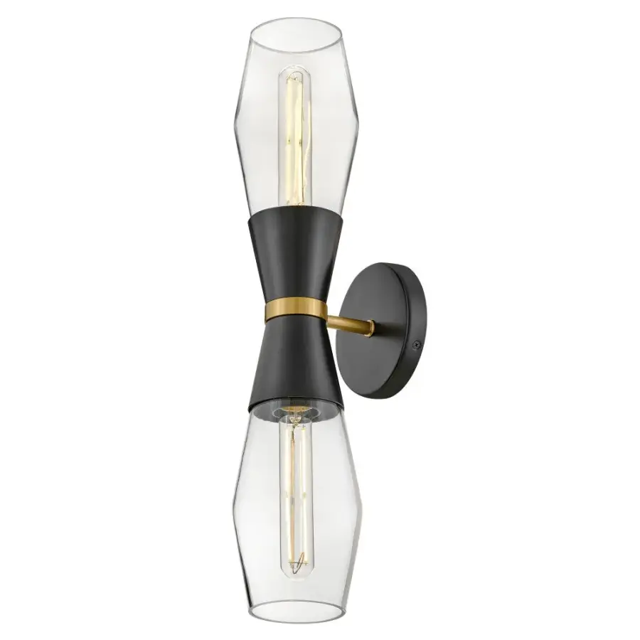 Livie Large Two Light Sconce in Black with Brass Accents - Image 5