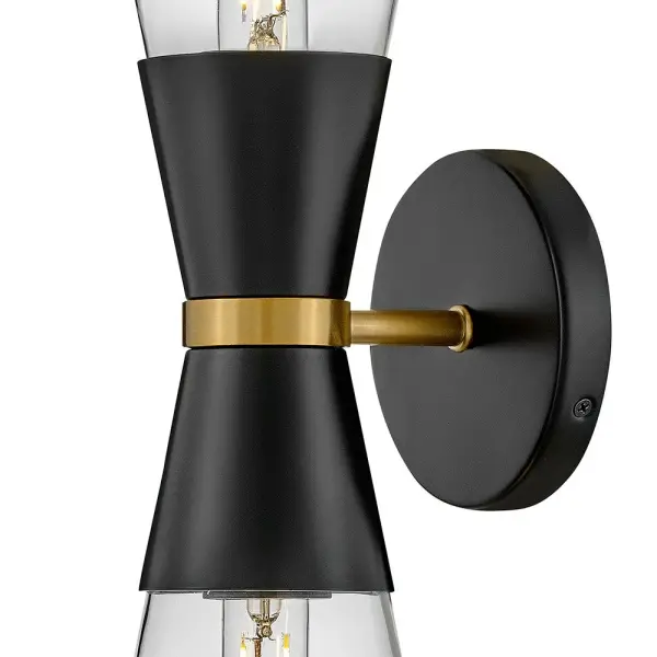 Livie Large Two Light Sconce in Black with Brass Accents - Image 6