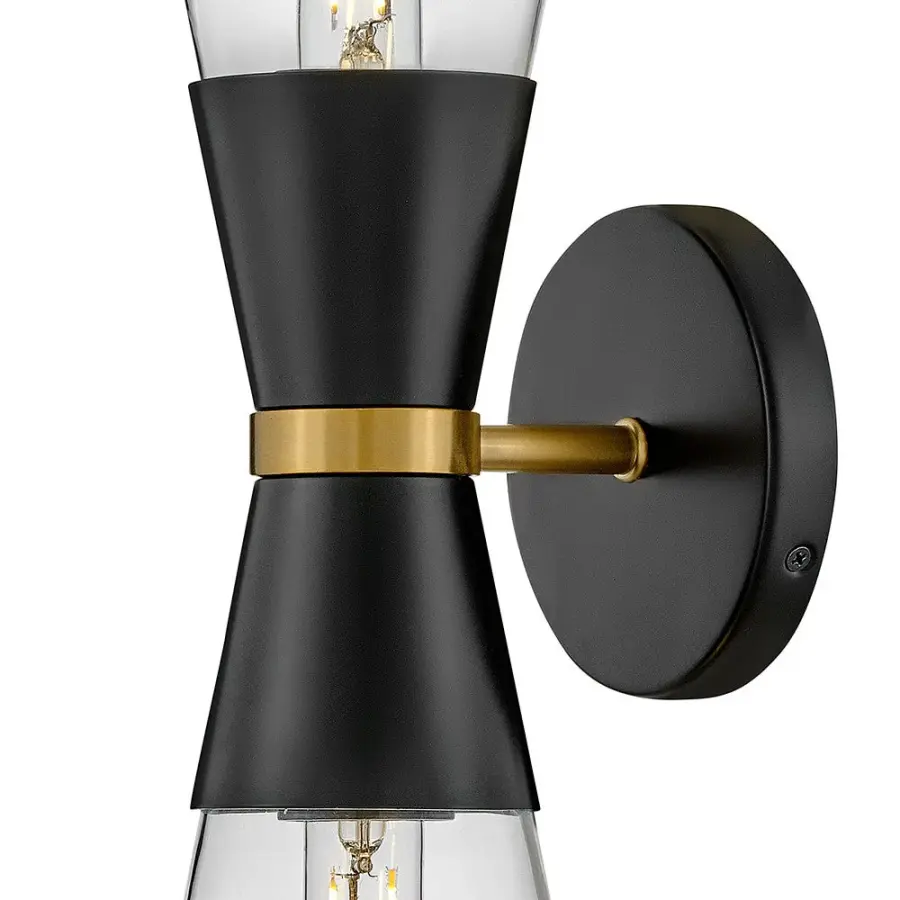Livie Large Two Light Sconce in Black with Brass Accents - Image 6