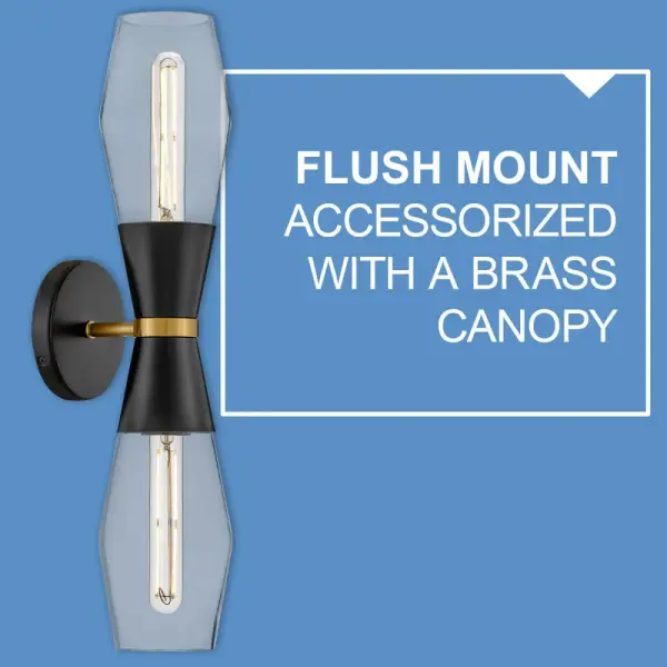 Livie Large Two Light Sconce in Black with Brass Accents - Image 8