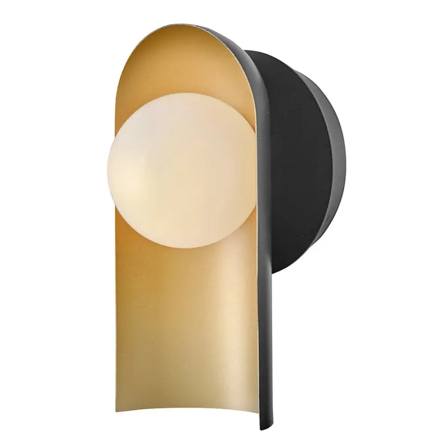 Zuri Medium Single Light Sconce in Black with Lacquered Brass - Image 1