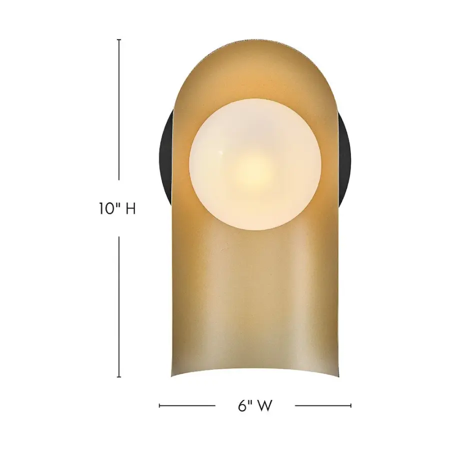 Zuri Medium Single Light Sconce in Black with Lacquered Brass - Image 2