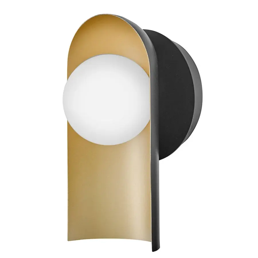Zuri Medium Single Light Sconce in Black with Lacquered Brass - Image 3