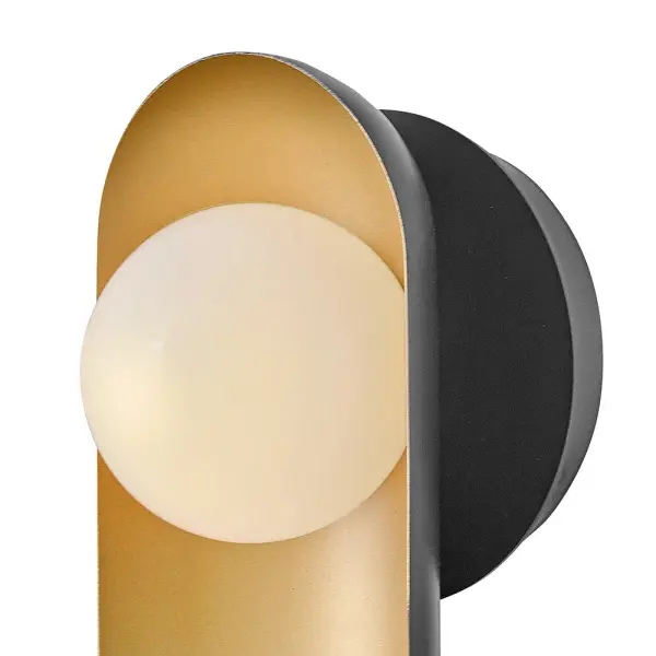 Zuri Medium Single Light Sconce in Black with Lacquered Brass - Image 4