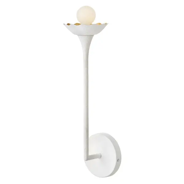 The Darla sconce brings spring-inspired floral charm to your space with its delicate scalloped design and textured plaster finish. Perfect for adding subtle coastal style and whimsical elegance to bathrooms, bedrooms, and hallways.