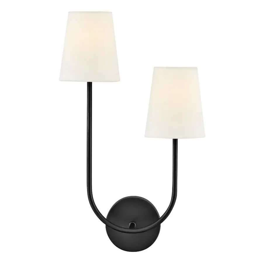 Cora Large Two Light Wall Sconce in Black - Image 1