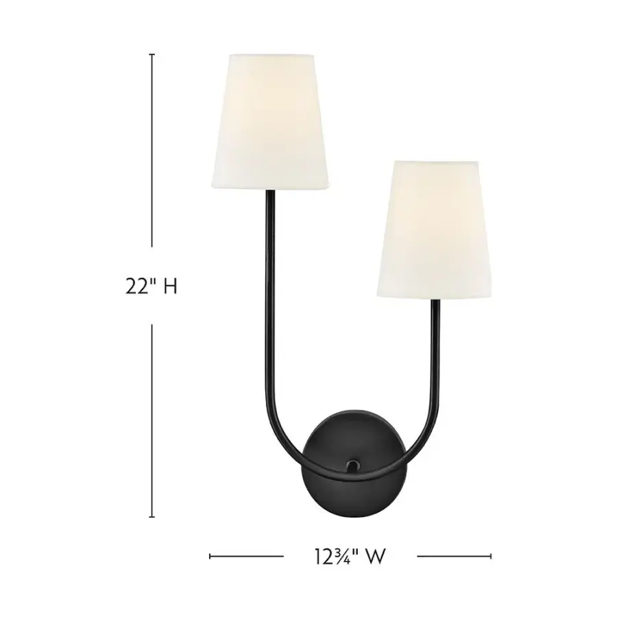 Cora Large Two Light Wall Sconce in Black - Image 2