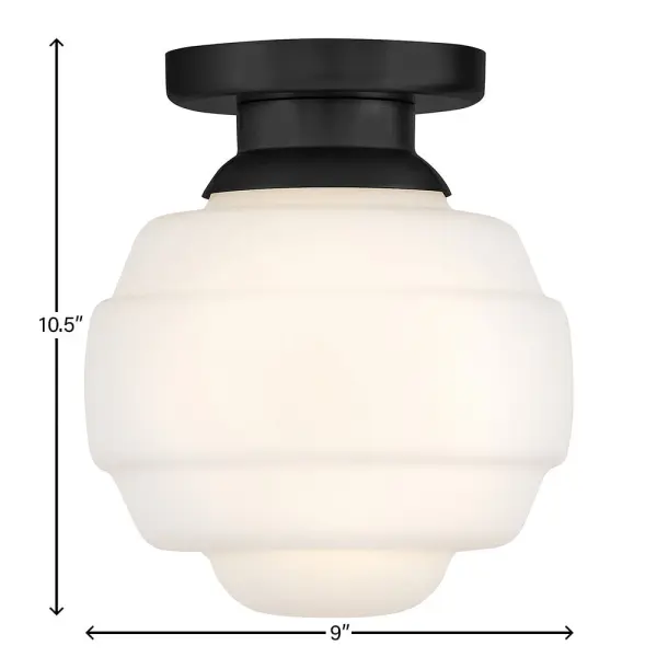 The Penny Extra Small Flush Mount brings retro-inspired charm to smaller spaces with its classic schoolhouse glass design. Perfect for hallways, closets, and bathrooms where ceiling clearance is limited. - alternate view