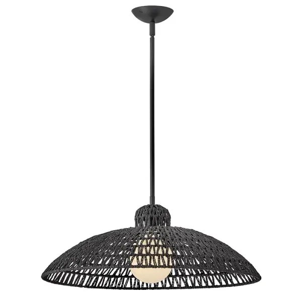 The Pismo Large Pendant brings effortless beach-inspired style with its handcrafted basket-woven rattan shade. At 24 inches wide, it makes a statement while maintaining an airy, organic feel perfect for coastal and modern interiors.