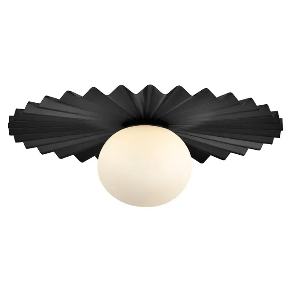 The Stevie combines pleated cast metal texture with flexible mounting options. Its compact 13.75" profile works beautifully as either a flush mount ceiling fixture or wall sconce, making it ideal for smaller spaces.