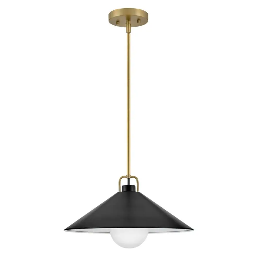 Milo Large Pendant in Lacquered Brass with Black Accents - Image 3