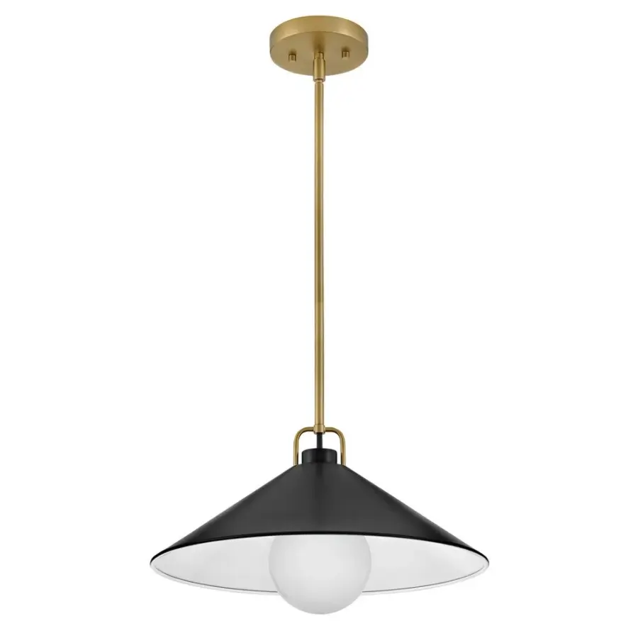 Milo Large Pendant in Lacquered Brass with Black Accents - Image 4