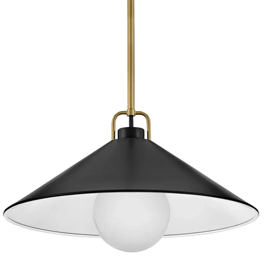 Milo Large Pendant in Lacquered Brass with Black Accents - Image 6