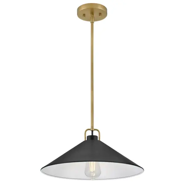 Milo Large Pendant in Lacquered Brass with Black Accents - Image 7