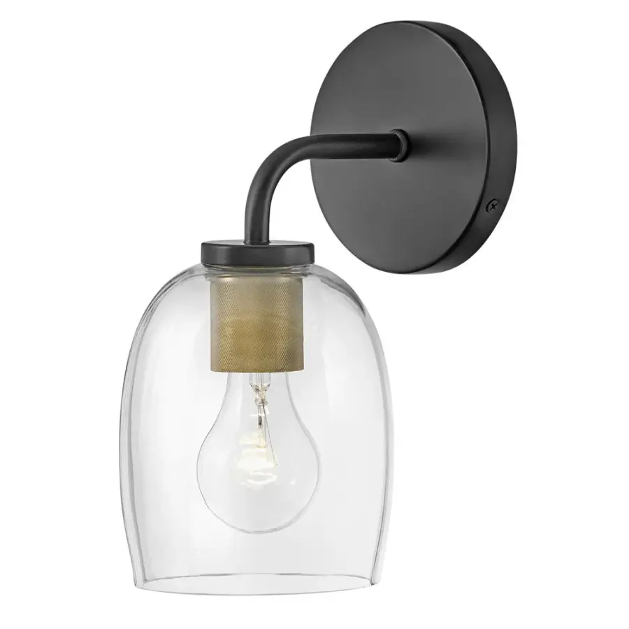 Percy Single Light Vanity in Black with Brass - Image 1