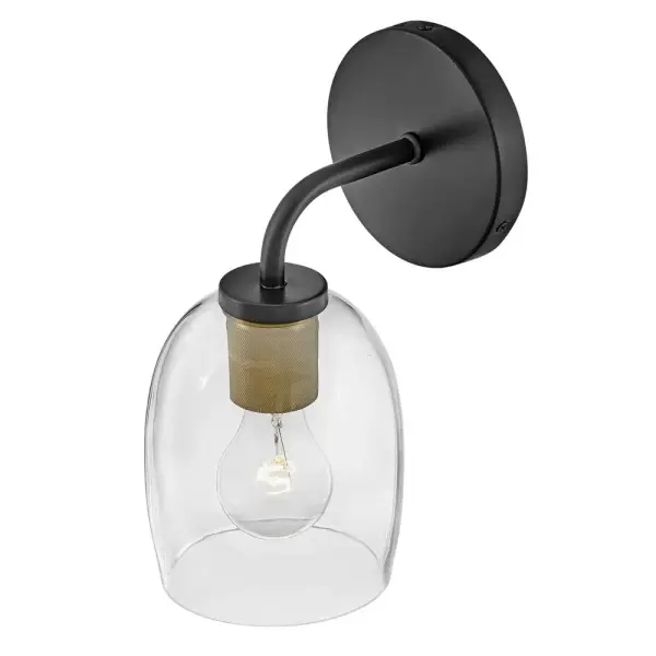 Percy Single Light Vanity in Black with Brass - Image 3