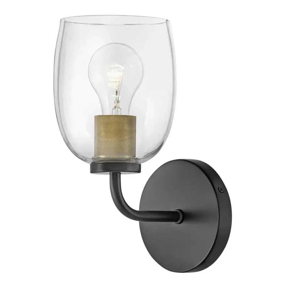 Percy Single Light Vanity in Black with Brass - Image 6