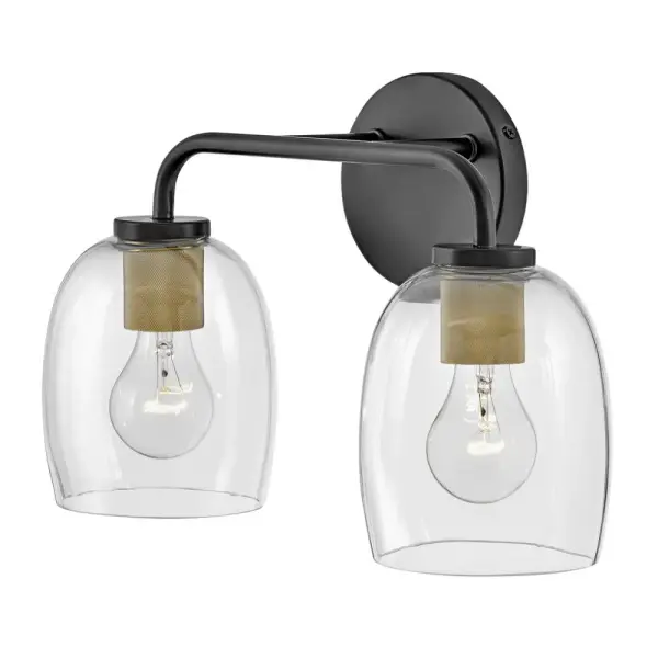 Percy Small Two Light Vanity in Black with Brass - Image 3