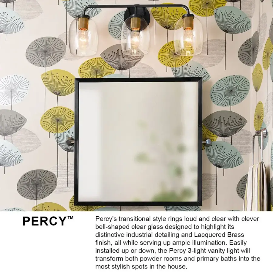 Percy Small Two Light Vanity in Black with Brass - Image 5