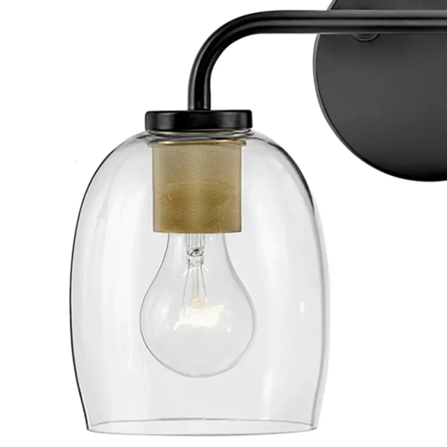 Percy Small Two Light Vanity in Black with Brass - Image 6