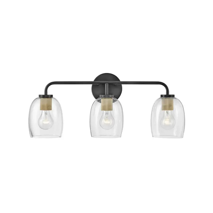 Percy 3-Light Vanity in Black with Lacquered Brass - Image 1