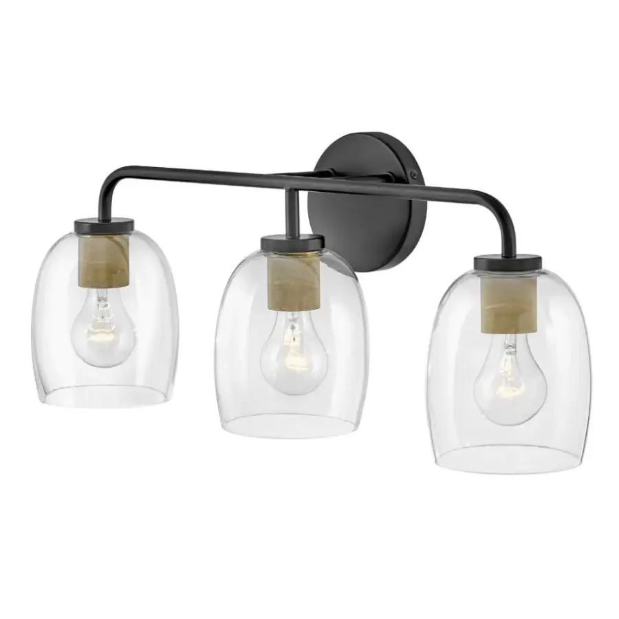 Percy 3-Light Vanity in Black with Lacquered Brass - Image 2