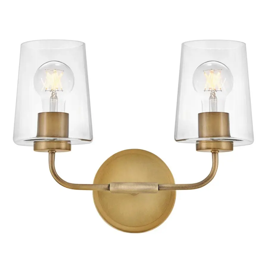 Kline Small Two Light Vanity in Heritage Brass - Image 1