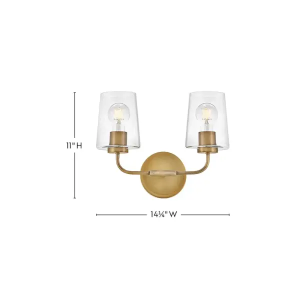 Kline Small Two Light Vanity in Heritage Brass - Image 2