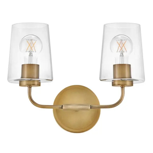 Kline Small Two Light Vanity in Heritage Brass - Image 3