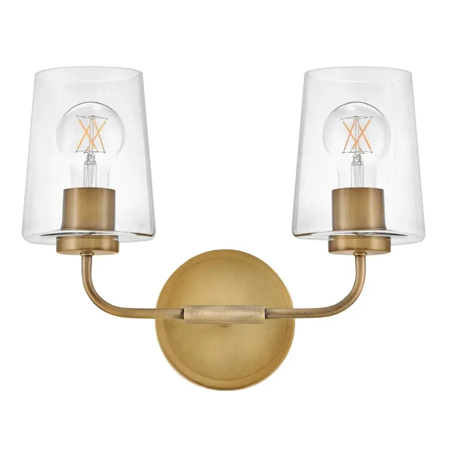 Kline Small Two Light Vanity in Heritage Brass - Image 3