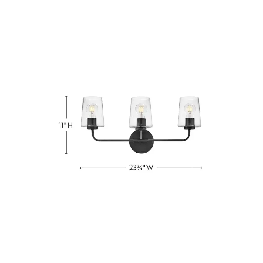 Kline Medium Three Light Vanity in Black - Image 2