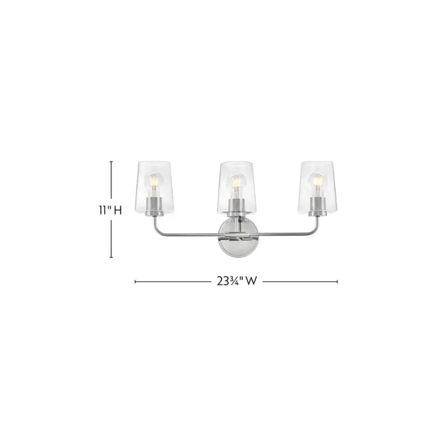 Kline Medium Three Light Vanity in Chrome - Image 2