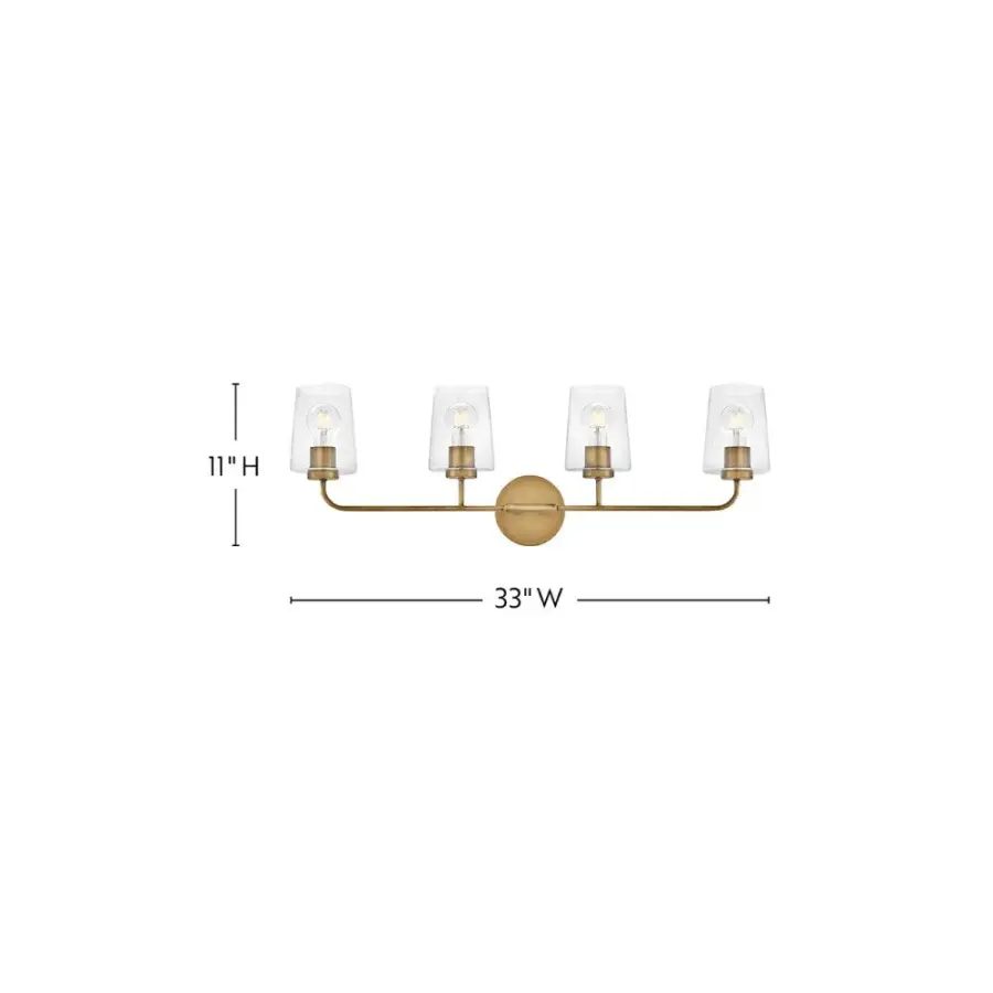 Kline Large Four Light Vanity in Heritage Brass - Image 2