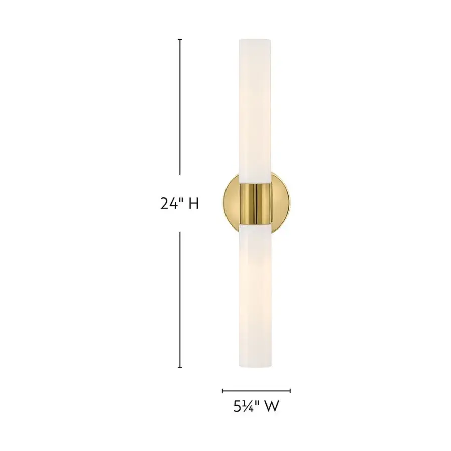 Shea Large Two Light Vanity in Bright Brass - Image 2
