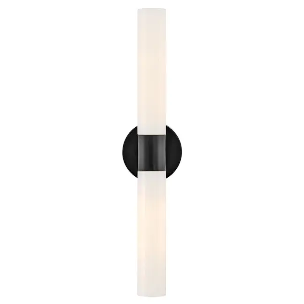 The Shea vanity light combines modern minimalism with functional elegance. Its elongated cylindrical glass shades and clean black finish create a sophisticated look that complements any bathroom style while providing ample illumination.