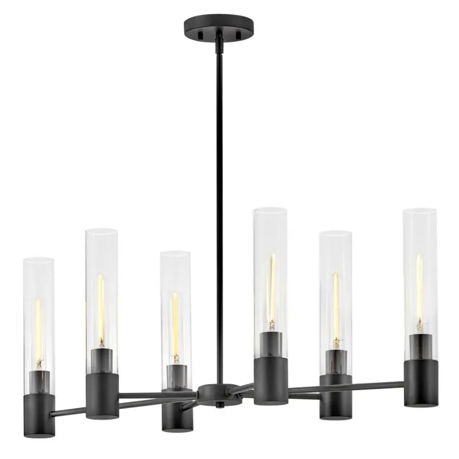 Shea Small Linear Chandelier in Black - Image 1