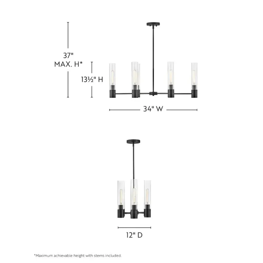 Shea Small Linear Chandelier in Black - Image 2