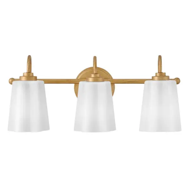 Honey Medium Three Light Vanity in Distressed Brass - Image 2
