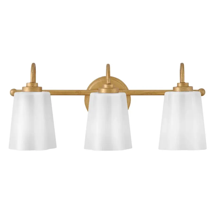 Honey Medium Three Light Vanity in Distressed Brass - Image 2