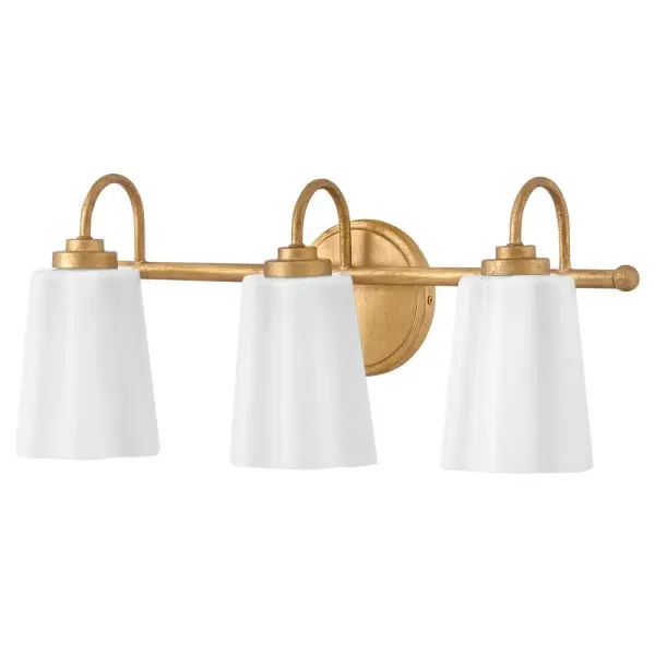 Honey Medium Three Light Vanity in Distressed Brass - Image 3