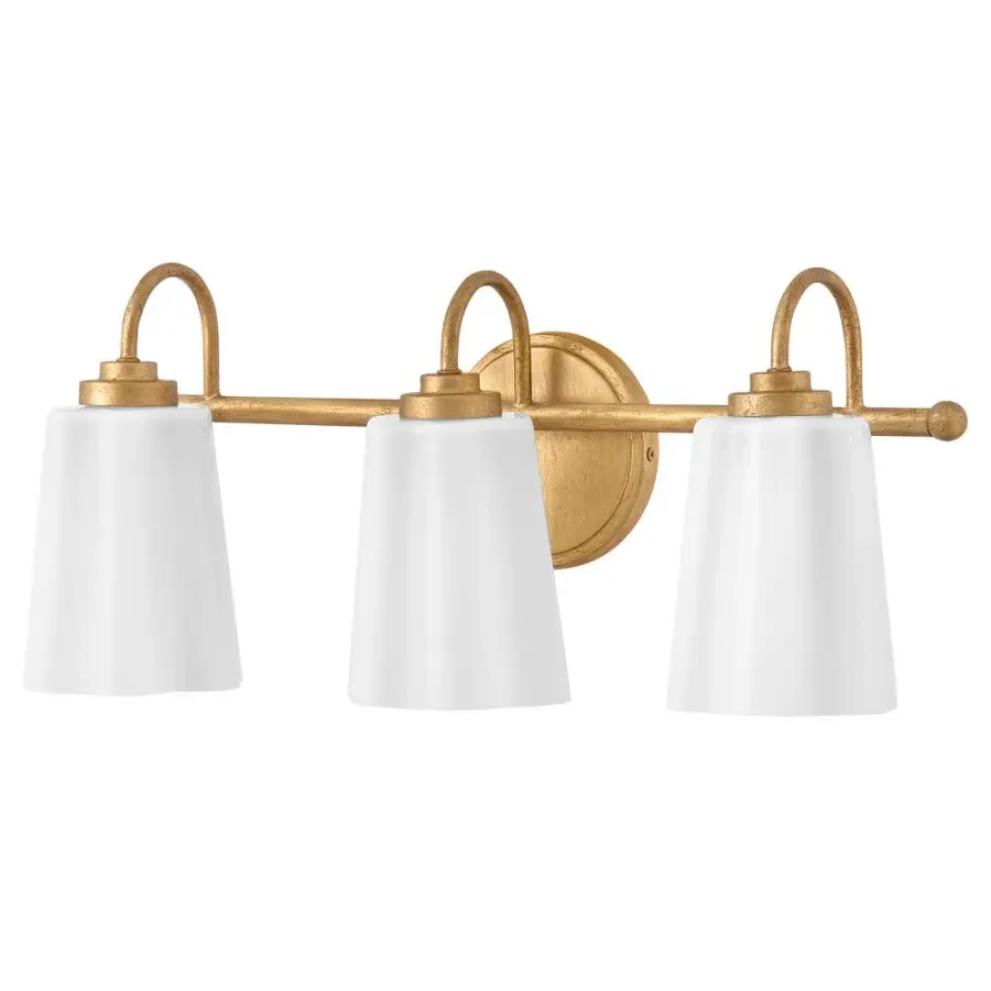 Honey Medium Three Light Vanity in Distressed Brass - Image 3