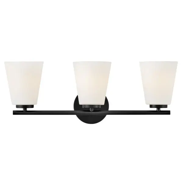 The Bri 3-Light Vanity combines clean lines with soft etched opal glass for a timeless look that complements any bathroom décor. Its 24-inch width provides excellent illumination for medium vanities.
