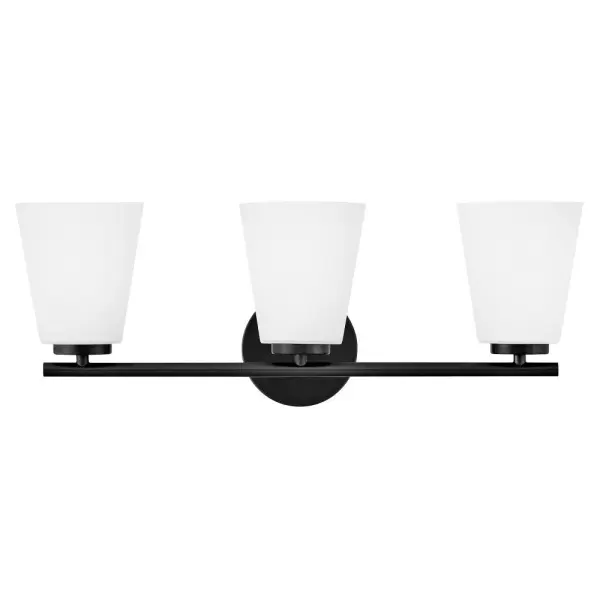 The Bri 3-Light Vanity combines clean lines with soft etched opal glass for a timeless look that complements any bathroom décor. Its 24-inch width provides excellent illumination for medium vanities. - alternate view
