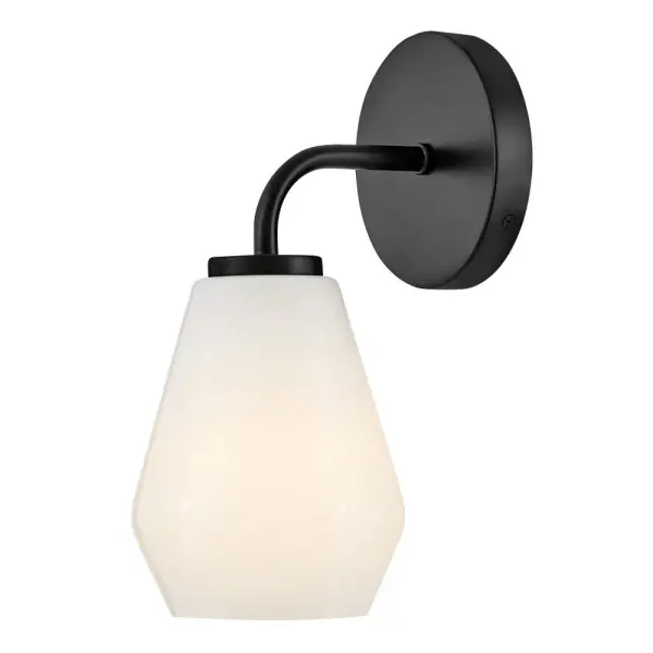 The Gio vanity light combines captivating geometric design with subtly curved cased opal glass, creating a refreshing yet glamorous atmosphere. Its compact 5.25" width makes it ideal for smaller vanities while delivering enchanting style. - alternate view