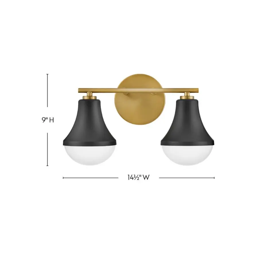 Haddie Small Two Light Vanity in Black with Brass - Image 1